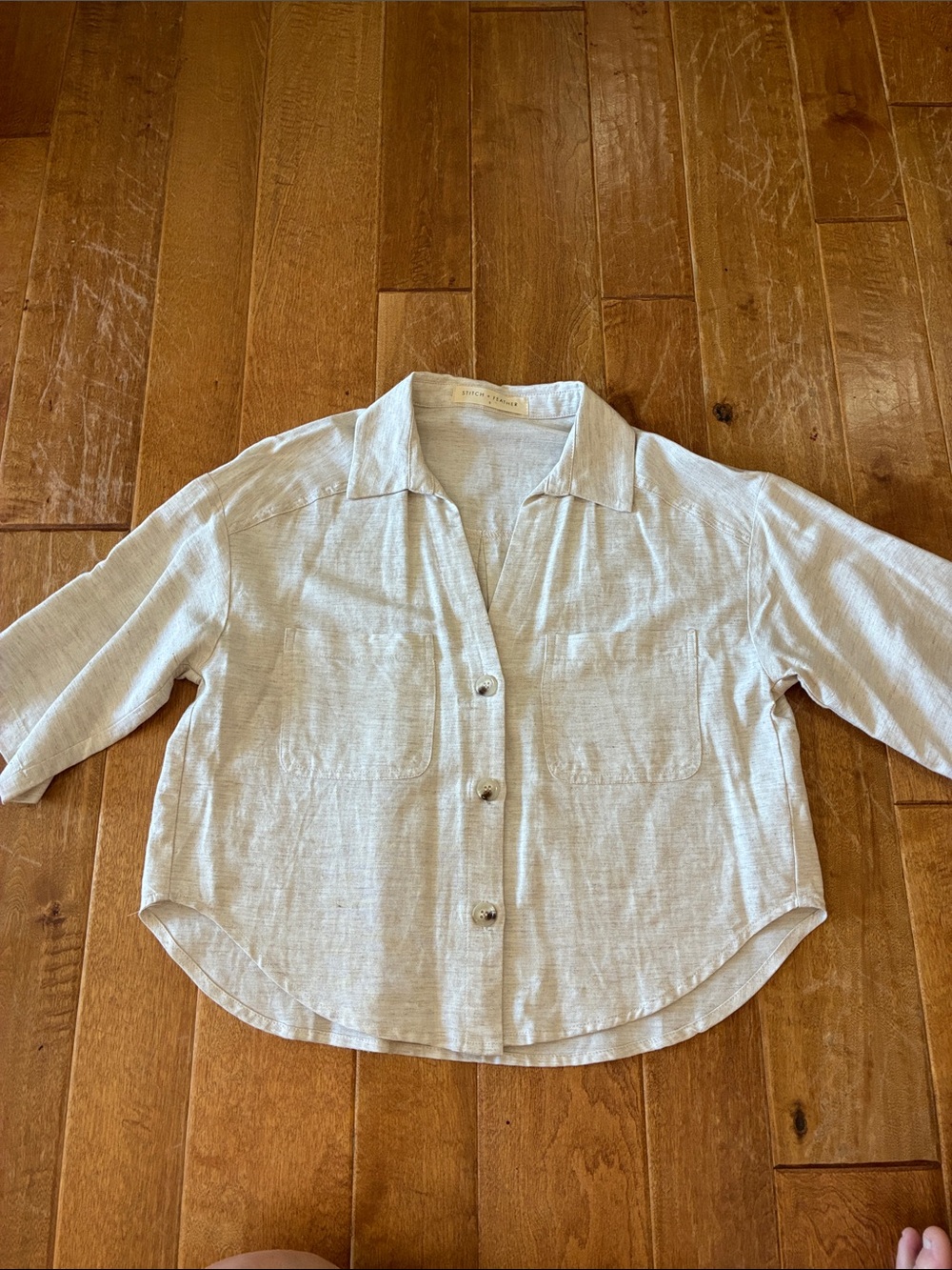 Relaxed Button-Front Women's Shirt in Light Beige